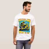 T-shirt Motocyclette de course et cavalier (Devant entier)