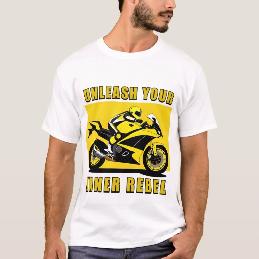 T-shirt Motocyclette de course et cavalier (Devant)