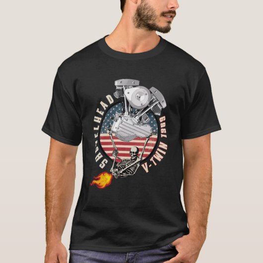 T-shirt Motocyclette de Farting Flame VTwin HD 1969 (Devant)