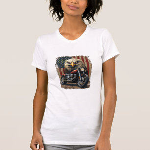 T-shirt Motocyclette Drapeau USA Rétro Biker Chopper