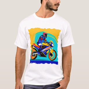 T-shirt Motocyclette en action