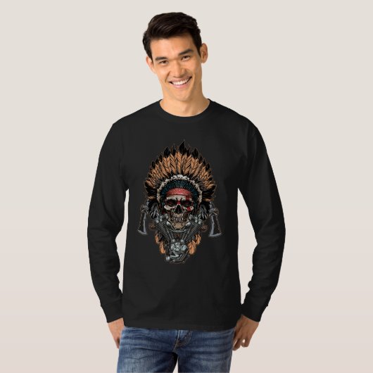 T-shirt Motocyclette en chef indienne amérindienne (Devant entier)