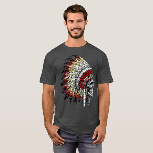 T-shirt Motocyclette en chef indienne amérindienne (Devant entier)