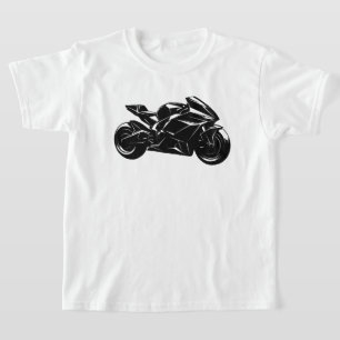 T-shirt Motocyclette Futuriste Vecteur Noir Blanc