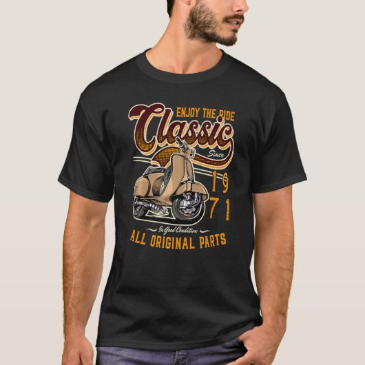 T-shirt Motocycliste classique cycliste 1971 (Devant)