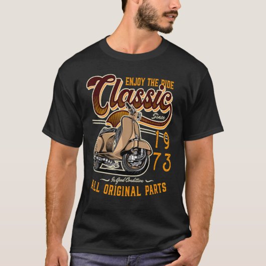 T-shirt Motocycliste classique cycliste 1973 (Devant)
