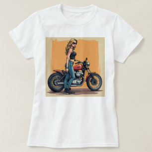 T-shirt Motocycliste féminine se préparant à rouler