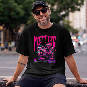 T-shirt Motocycliste Rétro-Futuriste – Néon Cyberpunk