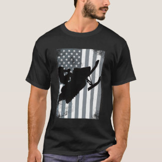 T-shirt Motoneige Drapeau Américain Snocross Usa Ride Sled