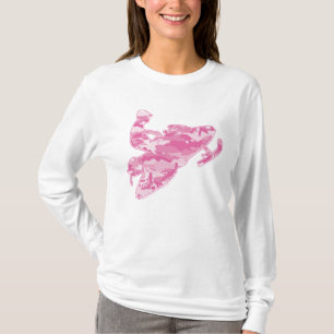 T-shirt Motoneige en Camouflage rose