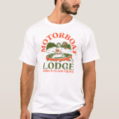 T-shirt Motorboat Lodge : Vue sur le monde. Funny Retro (Devant)