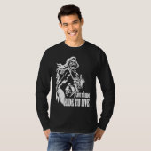 T-shirt Motorcycle Biker Skeleton Skull Live To Ride Ride  (Devant entier)