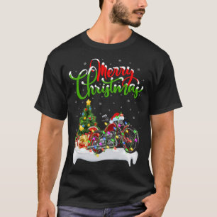 T-shirt Motorcycle Lover Xmas Éclairage Père Noël Motorcyc
