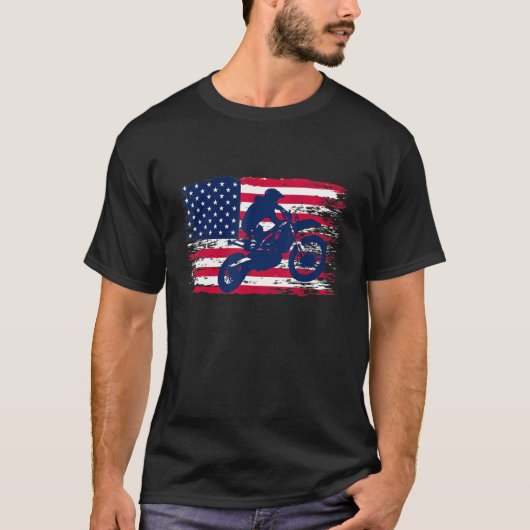 T-shirt Motorcycle Proud Biker America Drapeau Patriotique (Devant)