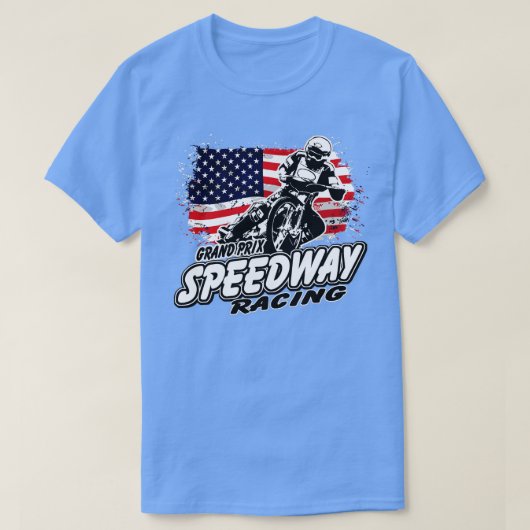 T-shirt Motorcycle Speed way American Flag Flat Race (Design devant)