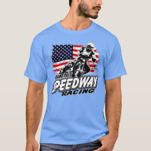 T-shirt Motorcycle Speed way American Flag Flat Race