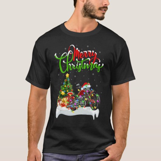 T-shirt Motorcycle   Xmas Decorations Santa Motorcycle Chr (Devant)