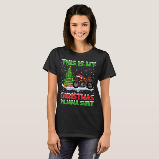 T-shirt Motorcycle Xmas Tree Lights This Is My Christmas P (Devant entier)