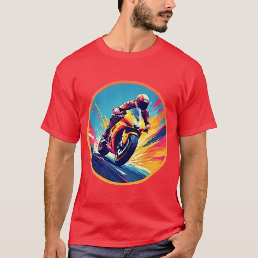 T-shirt Motorcycliste Racing Illustration dynamique (Devant)