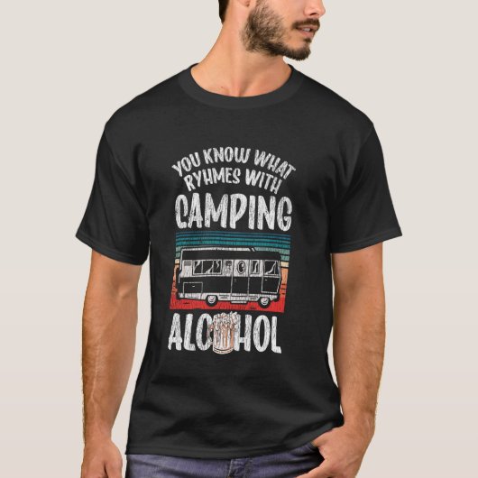 T-shirt Motorhome Camping Retro Beer Caravan Rv Trailer Yo (Devant)