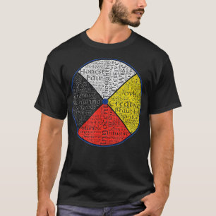 T-shirt Mots Autochtones Américains De La Roue Médicale
