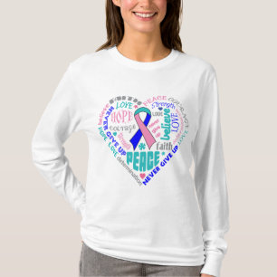T-shirt Mots de coeur de conscience de cancer de la