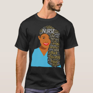 T-shirt Mots de l'infirmière noire dans les cheveux d'Afro