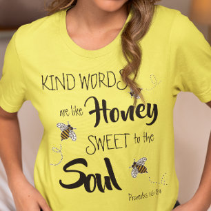 T-shirt Mots de miel modernes jaunes gentilles abeilles