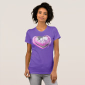 T-Shirt mou Aimant rose Floral Coeur pourpre (Devant entier)