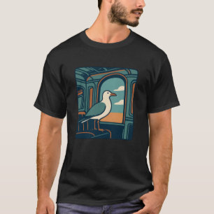 T-shirt Mouette Art de fenêtre de voyage rétro