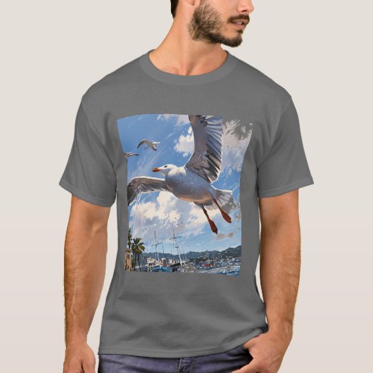 T-shirt Mouette géante avec sardine : Illustrati joueuse (Devant)