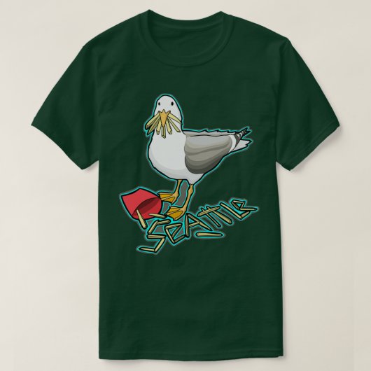 T-shirt Mouette mangeant des frites françaises (Design devant)