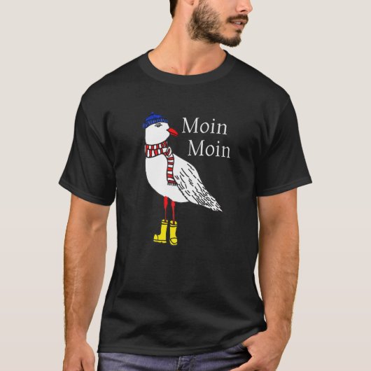 T-shirt Mouette Moin Moin Avec Écharpe Casquette Et Bottes (Devant)