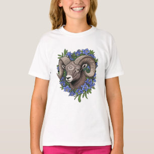 T-shirt Mouflon Et Fleurs De Colombine Bleue Du Colorado