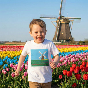 T-shirt Moulin à vent parmi les fleurs de tulipes