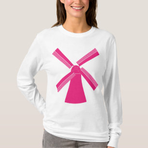 T-shirt Moulin à vent rose