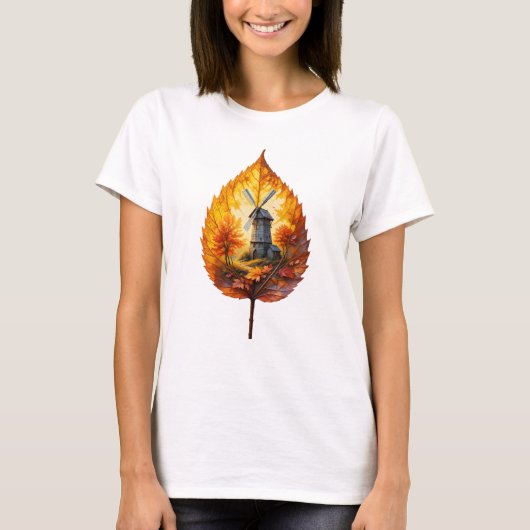 T-shirt Moulin à vent rustique en automne Llow (Devant)