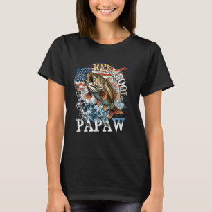 T-shirt Moulinet Drôle Papa Cool Pêche à la Basse Drapeau