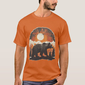 T-shirt Mountain Bear Sunset girl