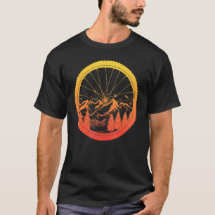 T-shirt Mountain Bike Wheel Coucher De Soleil Dans Les Mon