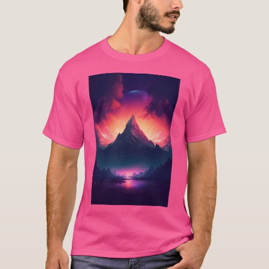 T-shirt Mountain Dreamscape Synthwave Serenity Dans La Nat (Devant)