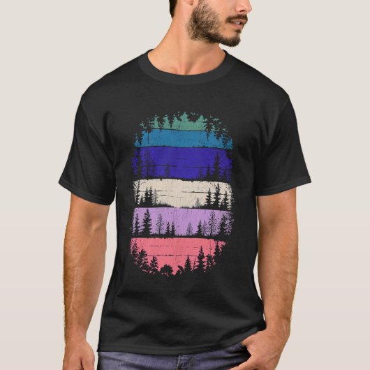 T-shirt Mountain Landscape Reflection Forest Trees Outdoor (Devant)