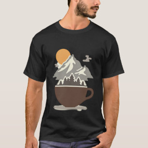 T-shirt Mountain Morning Brew Tasse de café sur la natur