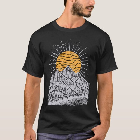 T-shirt Mountain Randonnée Hill Sunset Adventure Wildlife (Devant)