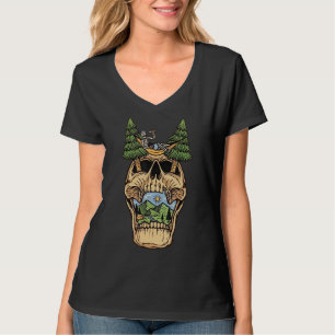 T-shirt Mountain Sunset Skeleton Boire Camping Randonnée O