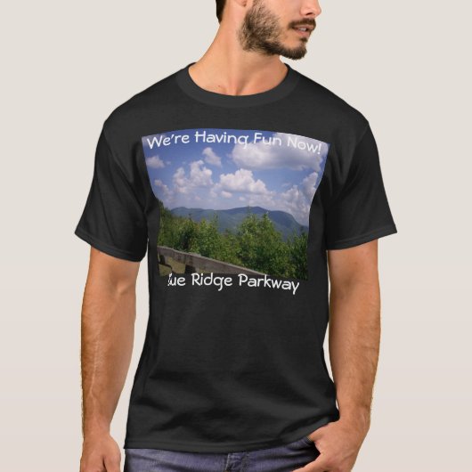 T-shirt Mountain View bleu de route express de Ridge (Devant)