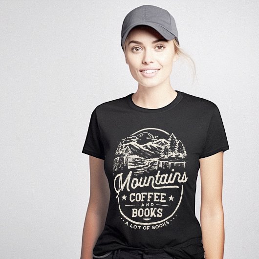 T-shirt Mountains Coffee Books Vintage