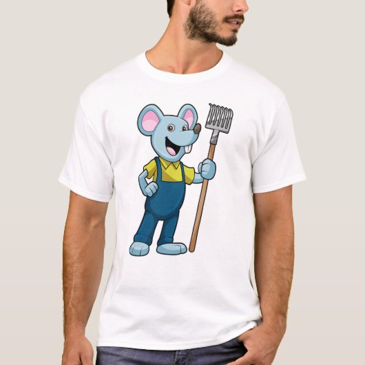 T-shirt Mouse as Farmer with Rake (Devant)