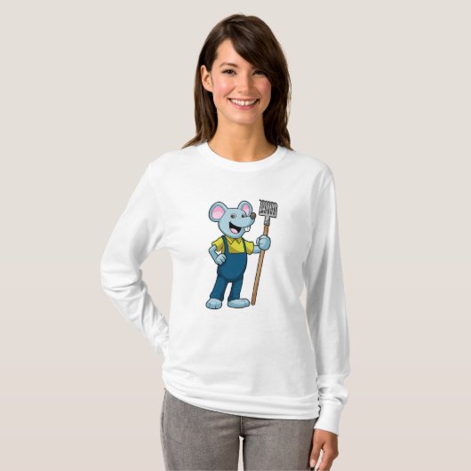 T-shirt Mouse as Farmer with Rake (Devant entier)