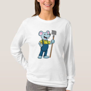 T-shirt Mouse as Farmer with Rake